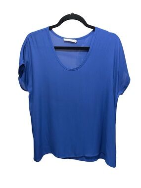 Lush Royal Blue Scoop Neck Short Sleeve Top